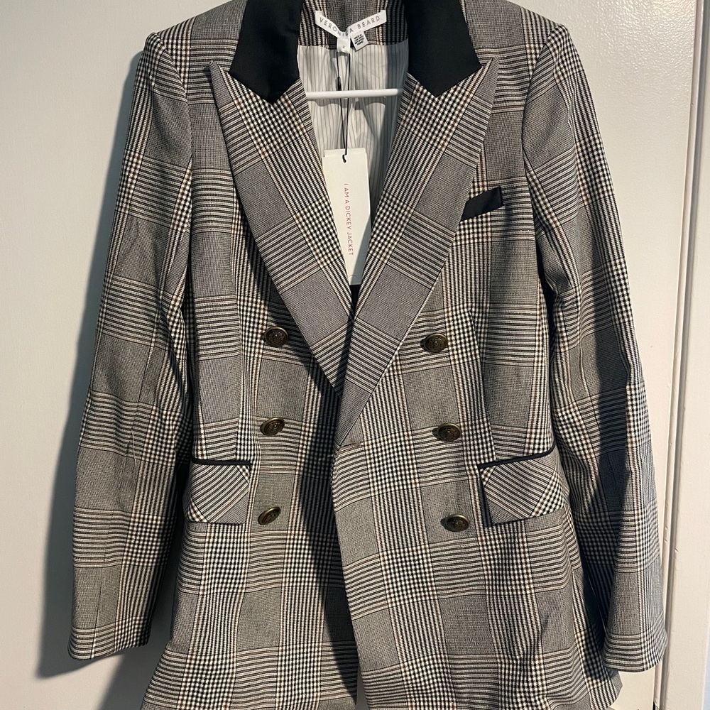 Veronica Beard Black and Gray Checkered Blazer